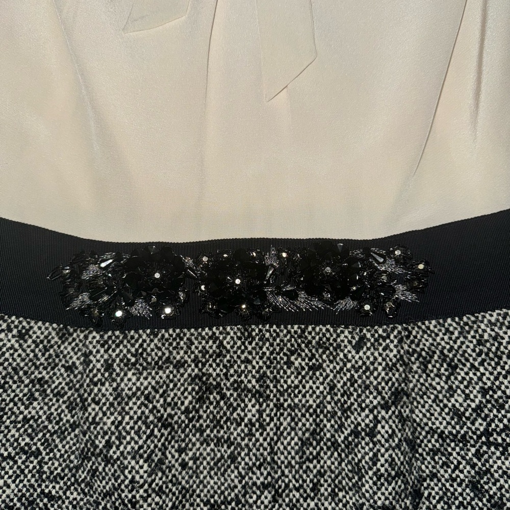 Kate Spade Tiera Cream & Black Silk & Tweed Dress - Size 0 - Picture 5 of 14